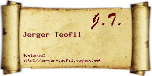 Jerger Teofil névjegykártya